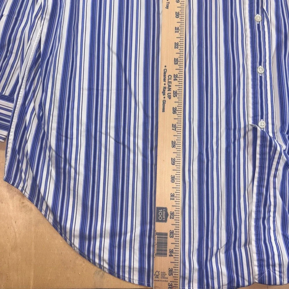 Polo Ralph Lauren Mens 3XLT Tall Stanton Classic Fit Blue White Striped Shirt